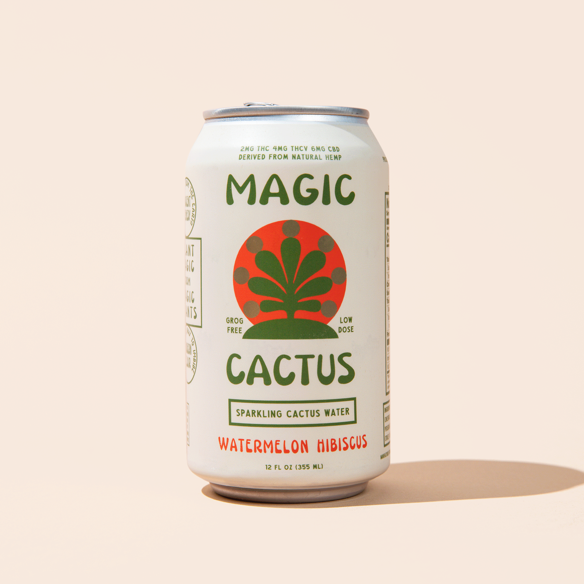 Magic Cactus - Sparkling Cactus Water - Watermelon Hibiscus - 2mg THC 4mg THCV 6mg CBD